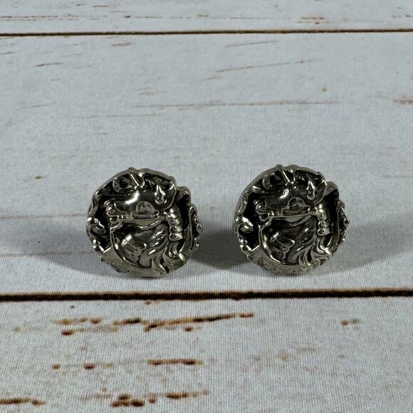 Vintage Men's Armored War Horse Cufflinks Costume Jewelry Used - Picture 1 of 2